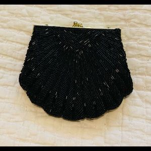Beaded Evening Bag with Metal Shoulder Strap